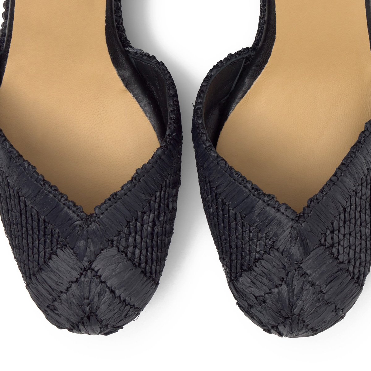 Espadrilles en raphia à talons compensés à bride CHARMIE EXTRA PLATFORM noir, CASTANER