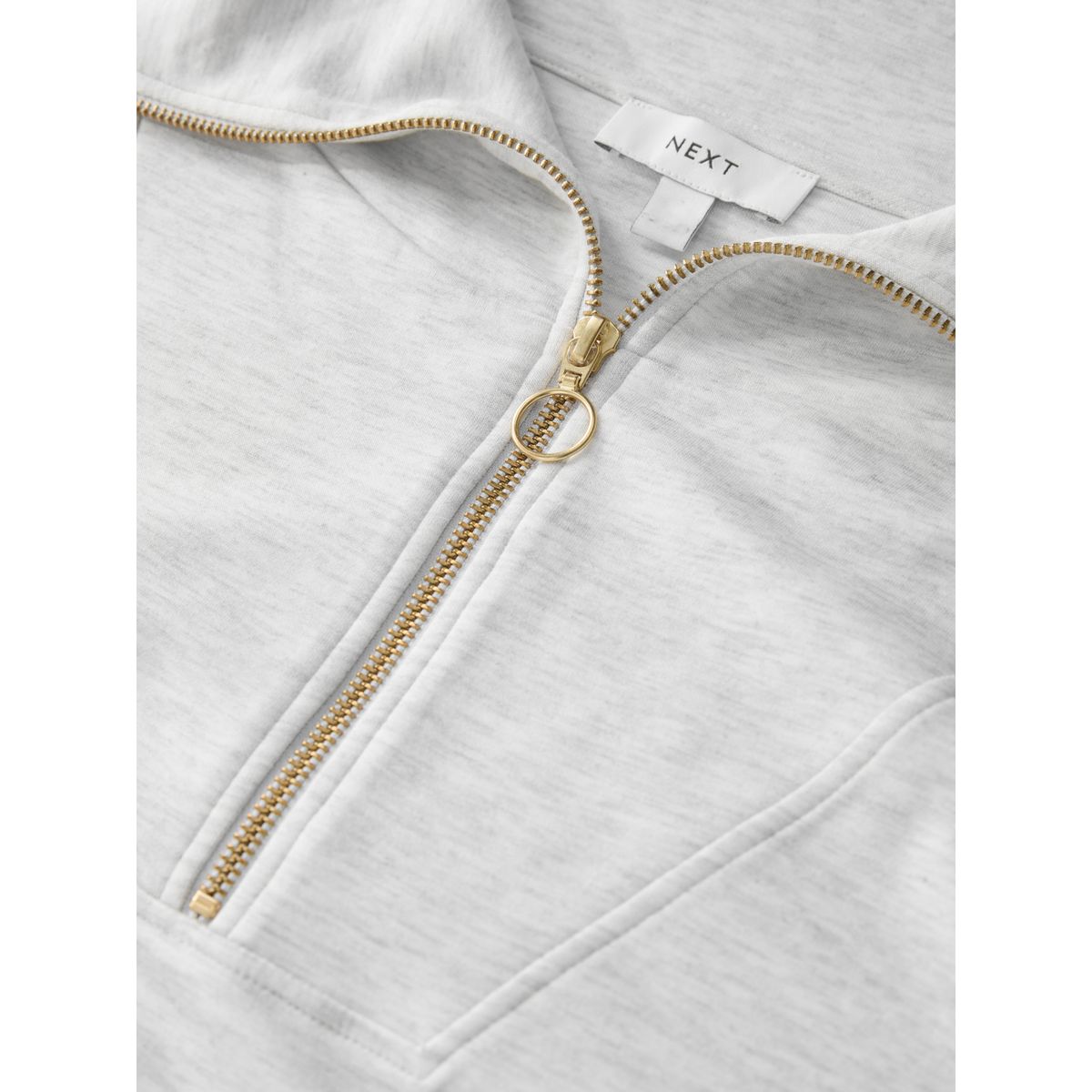 Pull semi-zippé en jersey gris chiné, NEXT