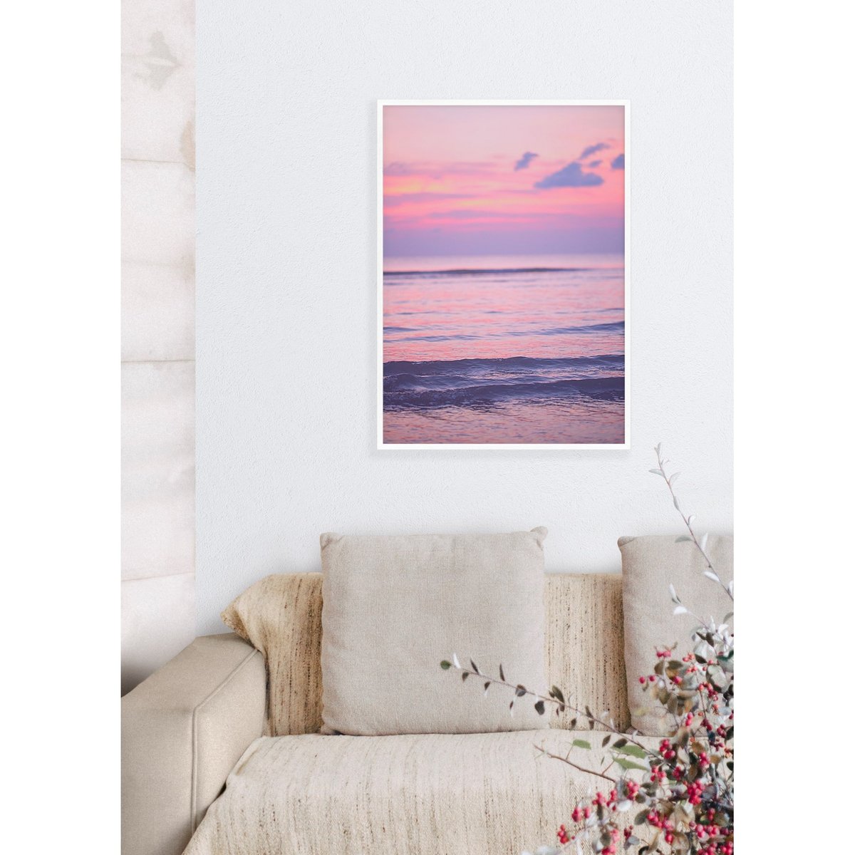Poster Nature Ciel Rose 3 blanc, L'AFFICHERIE