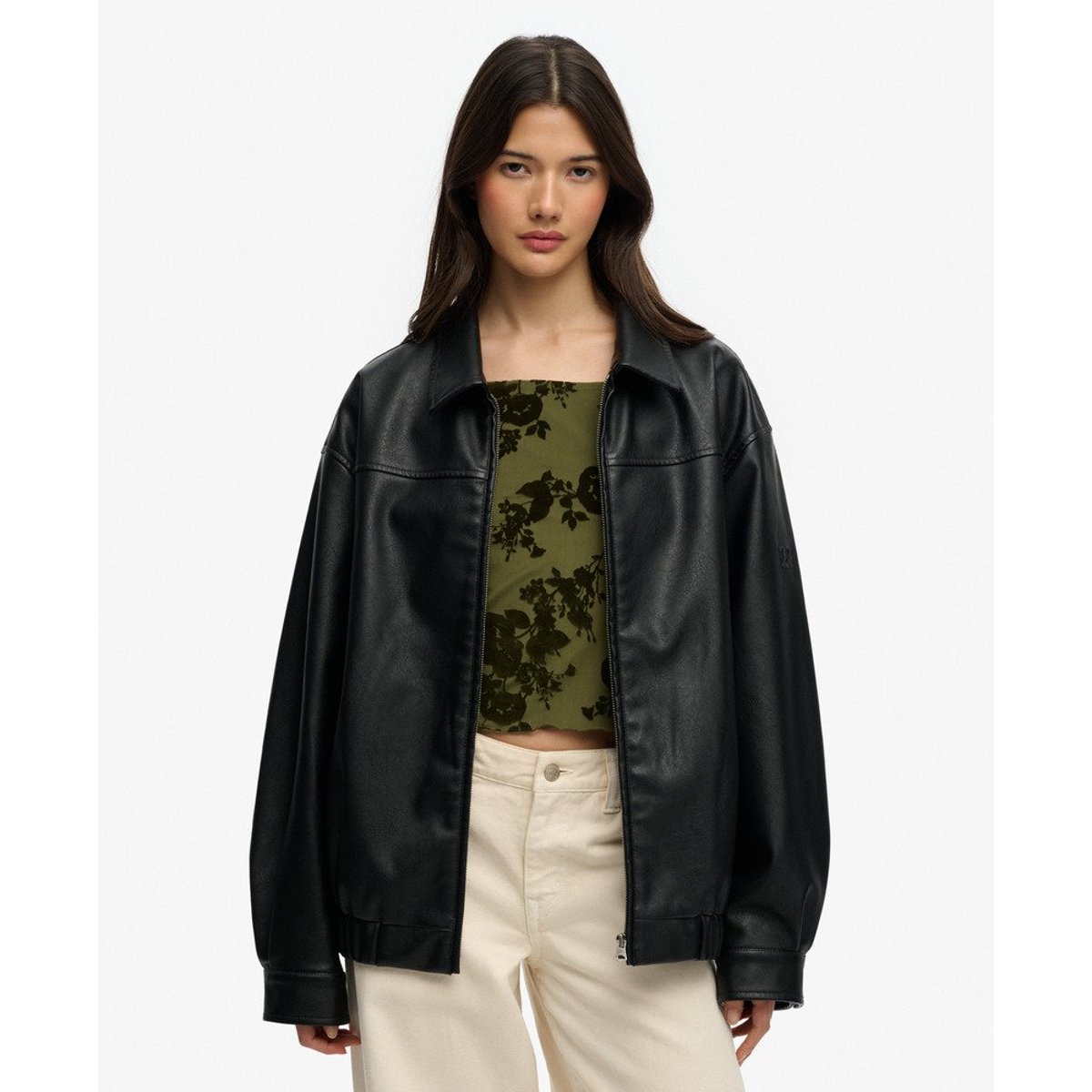 Bomber Oversize à Col noir, SUPERDRY