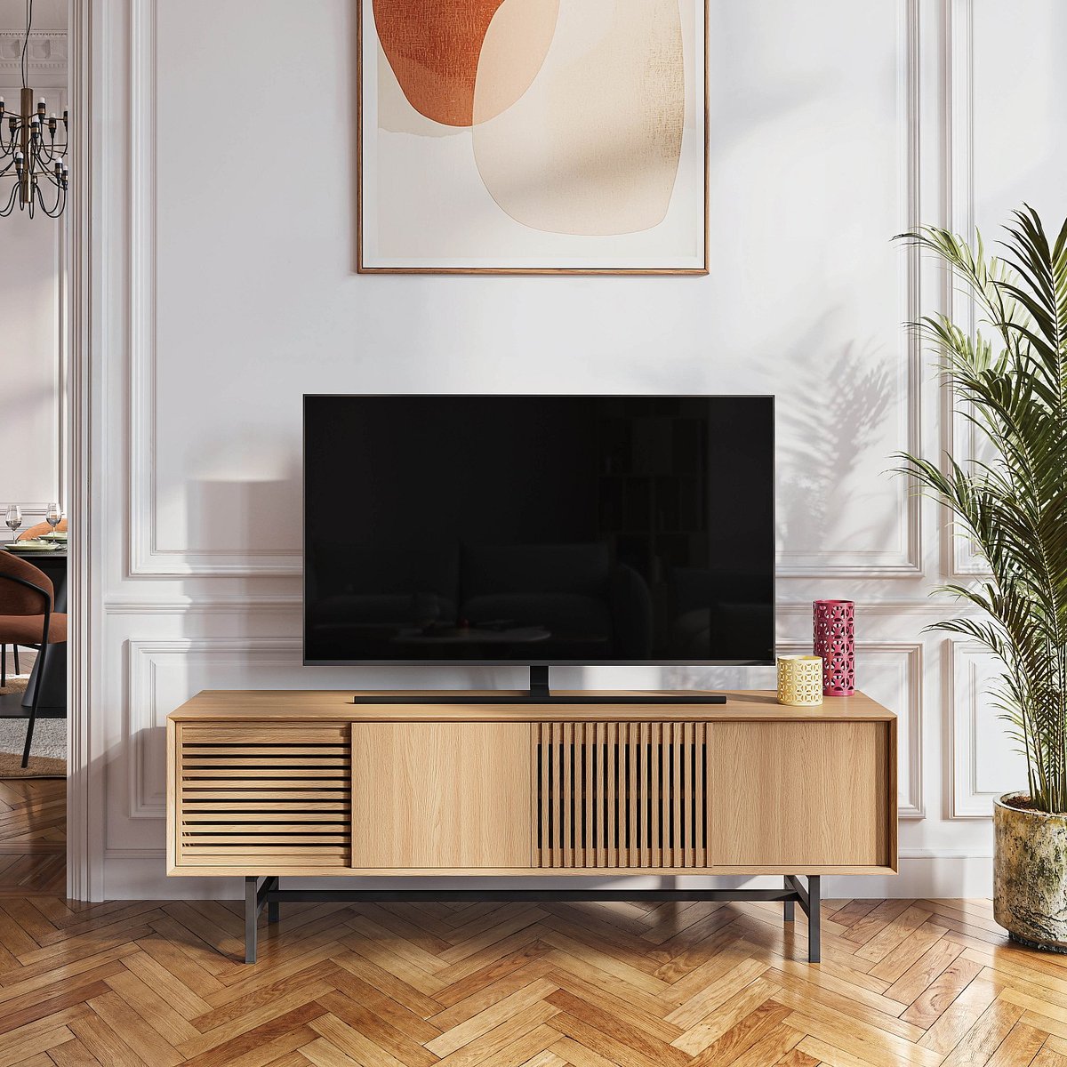 Banc TV chêne ELYA naturel clair, HABITAT