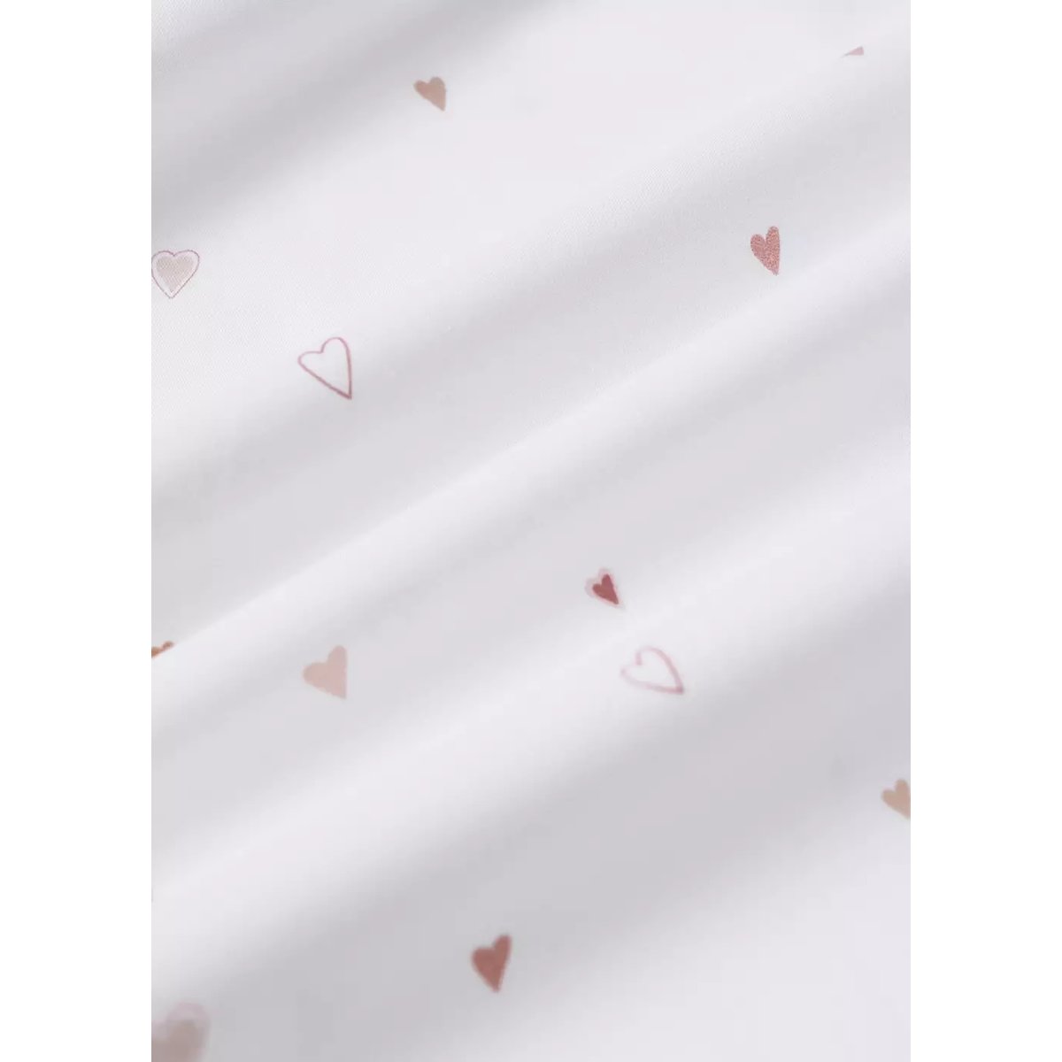 Housse de couette percale de coton cœurs lit 90 cm nude, MANGO HOME