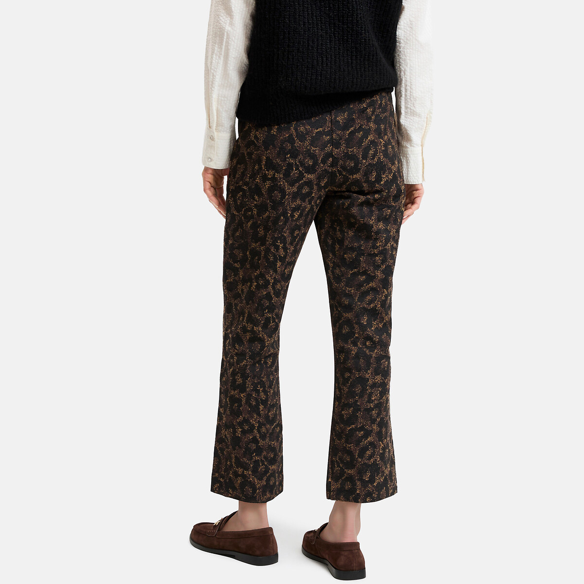 Leopard Print Jacquard Bootcut Trousers leopard, LA REDOUTE COLLECTIONS