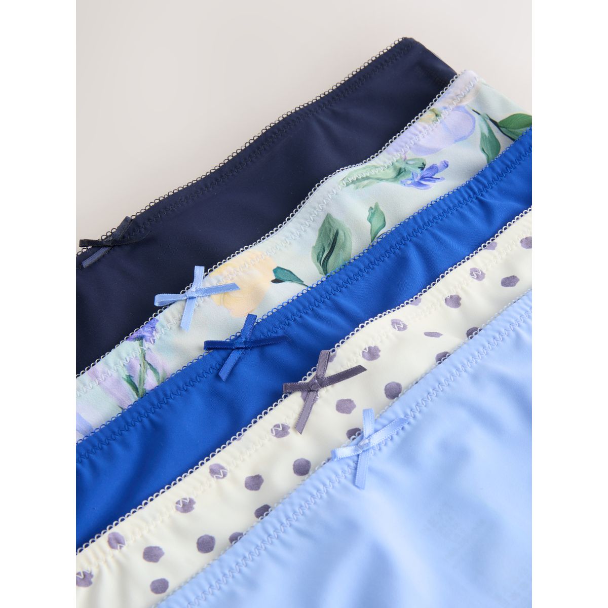 Culotte invisible avec dos dentelle, lot de 5 bleu motif fleurs, NEXT