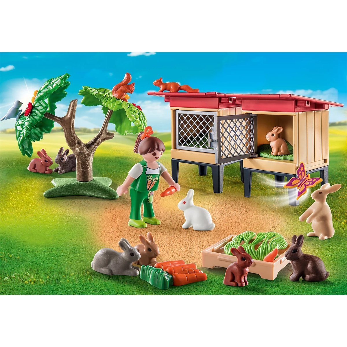 Enfant avec enclos et lapins multicolore, PLAYMOBIL