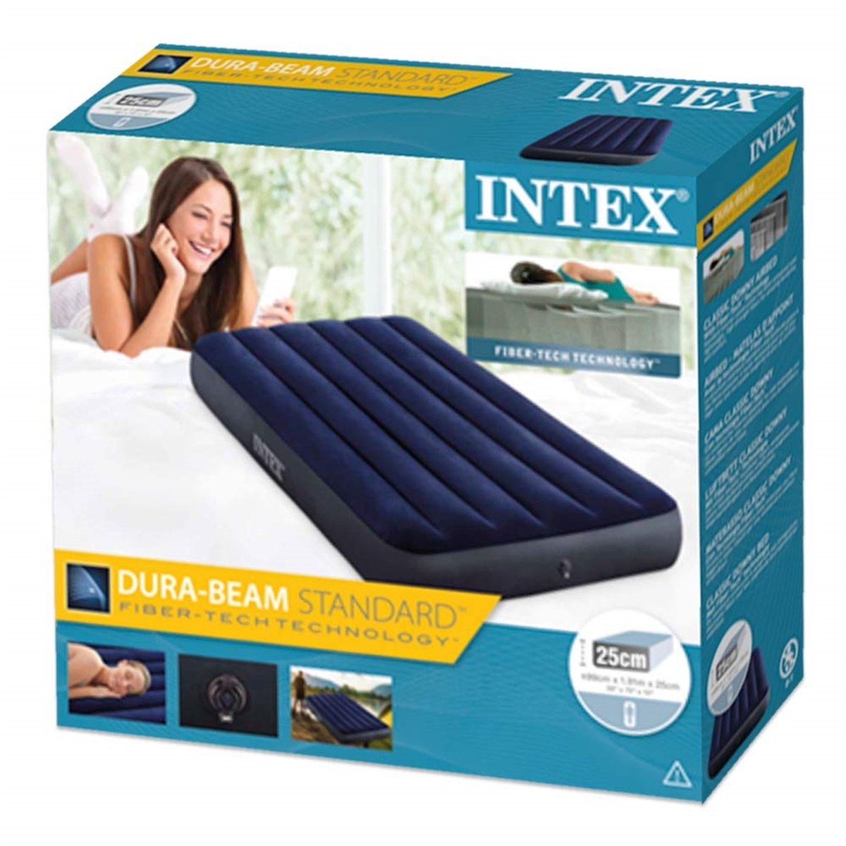 Matelas Gonflable Downy Classic Fiber Tech une Place couleur unique, INTEX