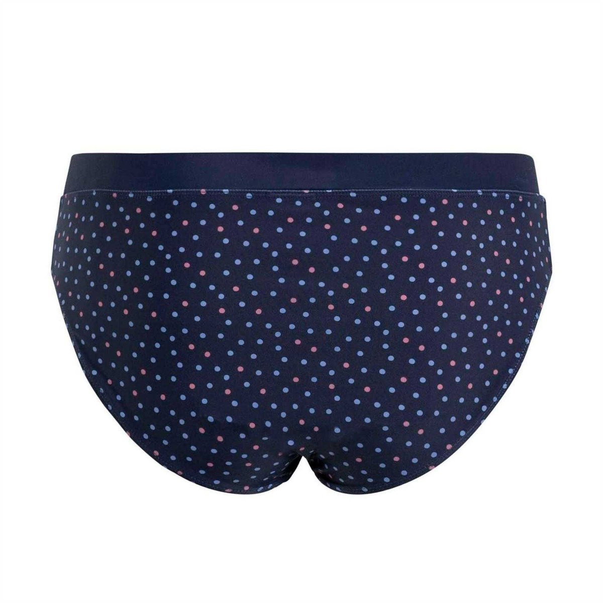 Culotte de bain à taille élastiquée motif/style à pois bleu marine, TRESPASS