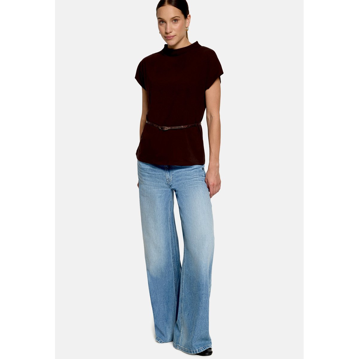 T-shirt à manches courtes à ceinture chocolate plum, ZERO