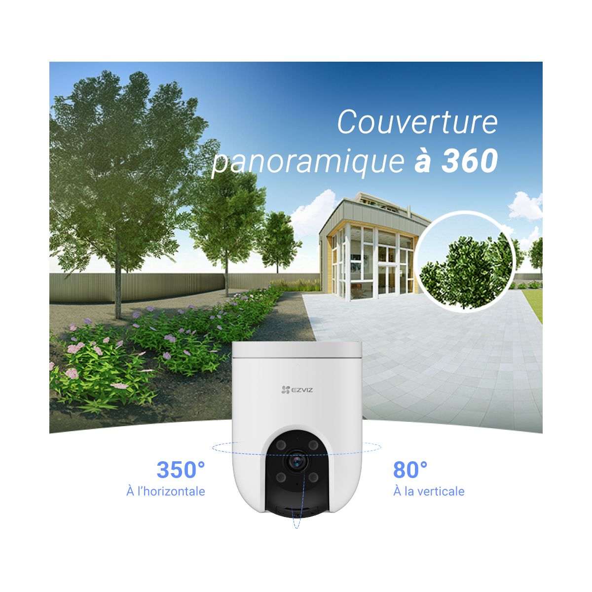 Caméra de surveillance Wifi exterieure motorisée H8c Poe 2K couleur unique, EZVIZ