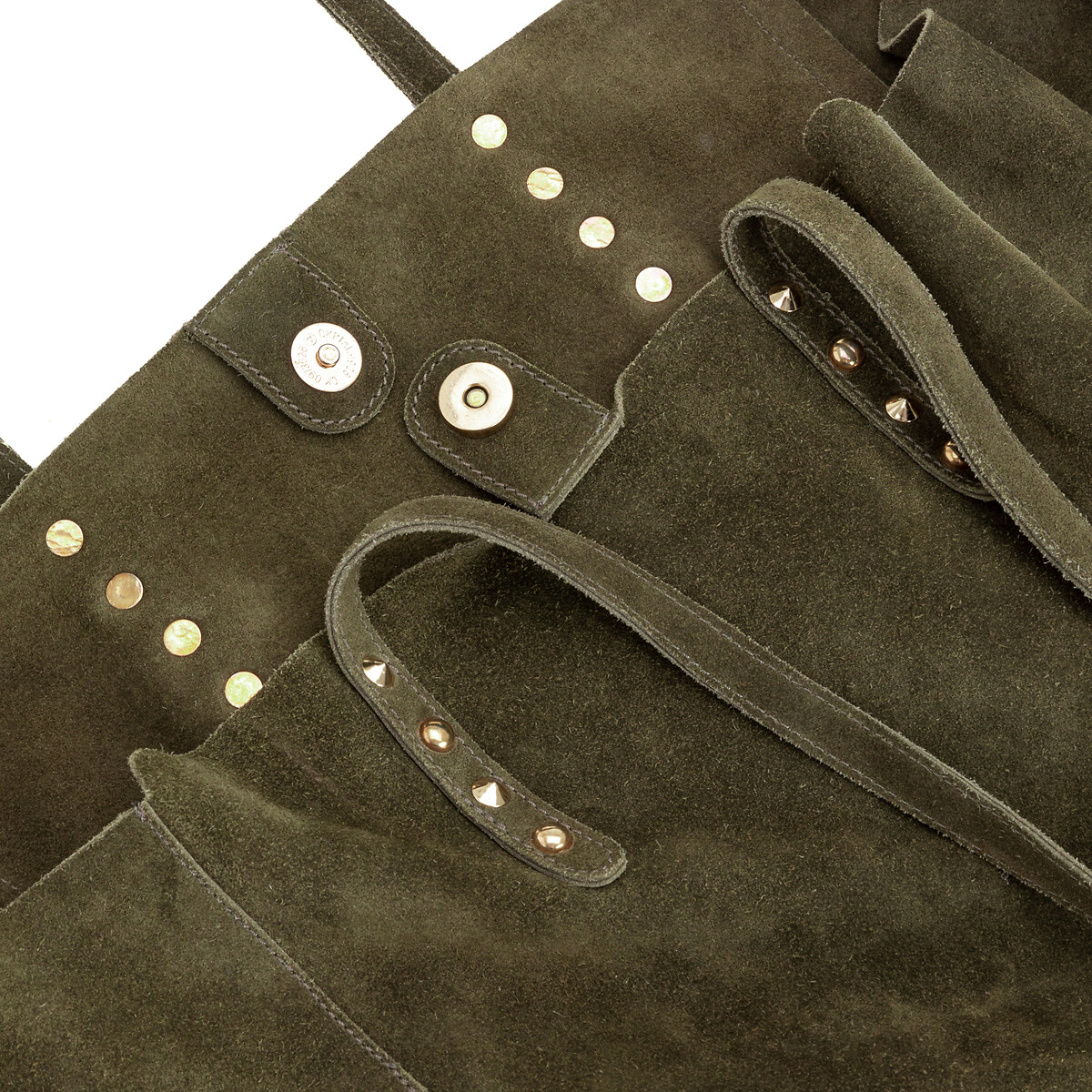 Suede Tote Bag with Leopard Print Pouch khaki, LA REDOUTE COLLECTIONS
