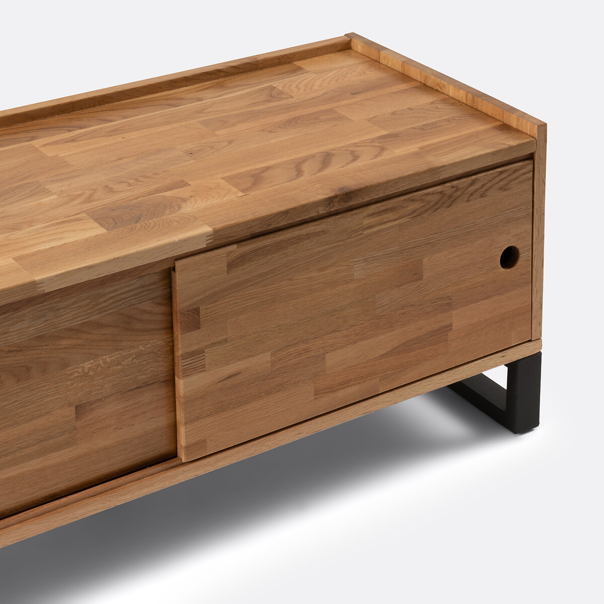 Banc TV, en chêne massif, plaqué chêne et métal acier, HIBA naturel, LA REDOUTE INTERIEURS