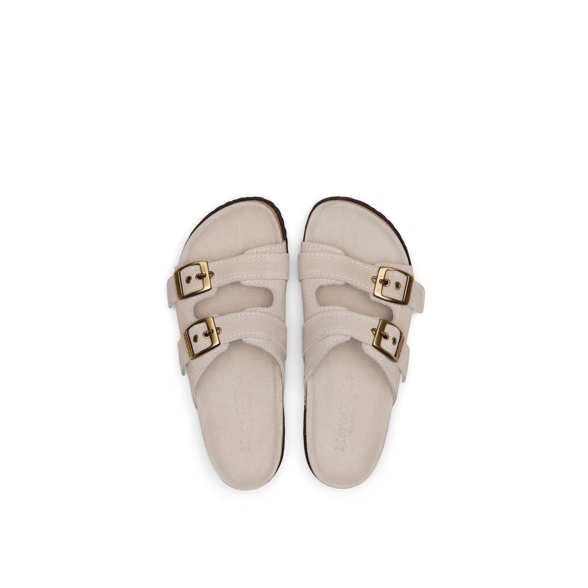 Mule modèle Quinn en cuir velours doux gris clair, MARC O'POLO
