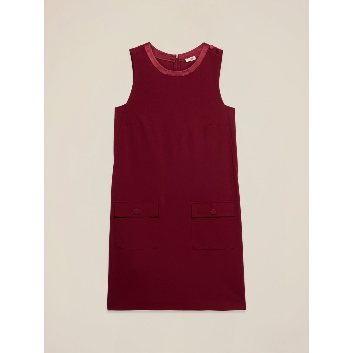 Robe fourreau avec poches et boutons rouge, OLTRE