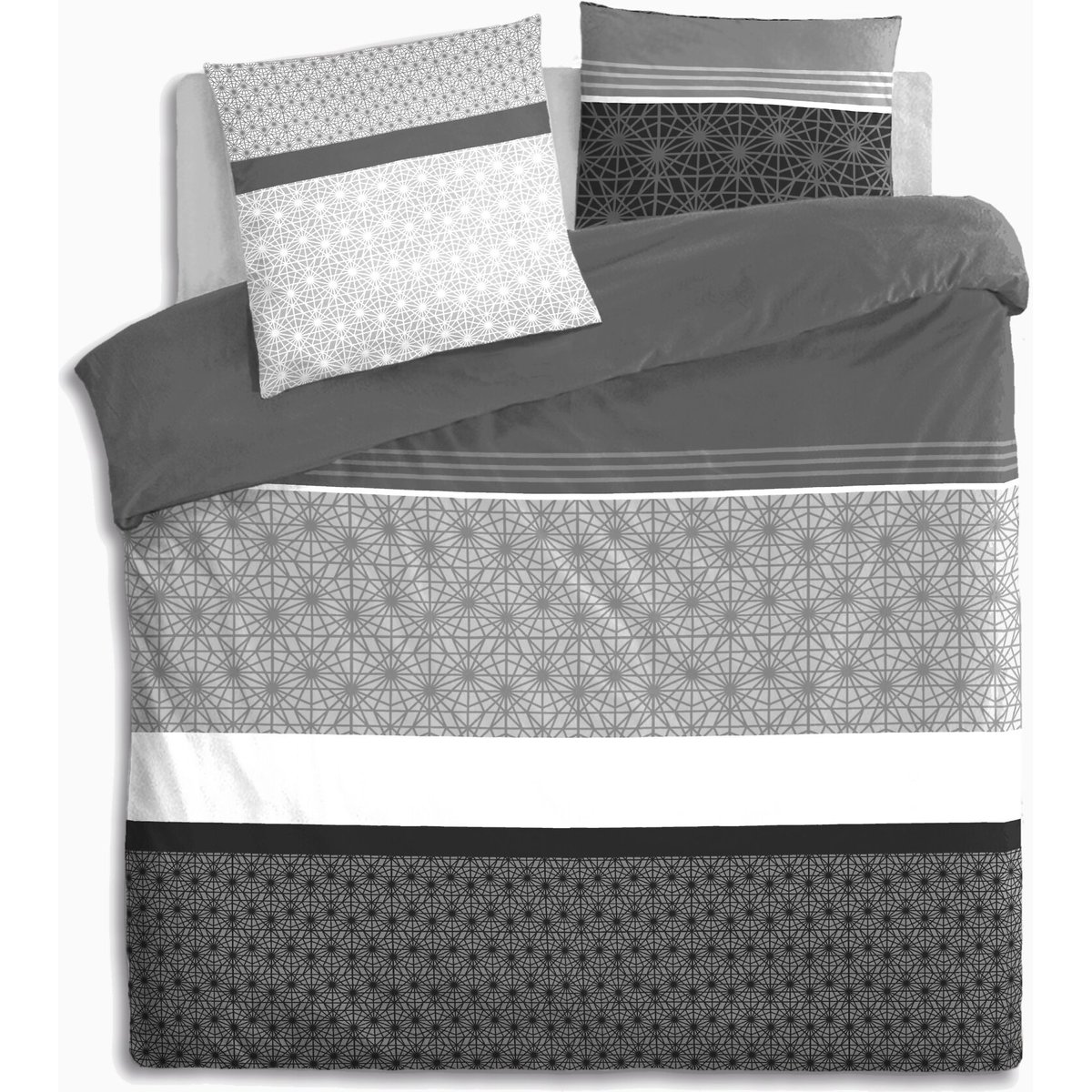 Parure imprimée avec housse de couette et taie(s) en coton, Sandro multicolore, ATELIER DU COTON