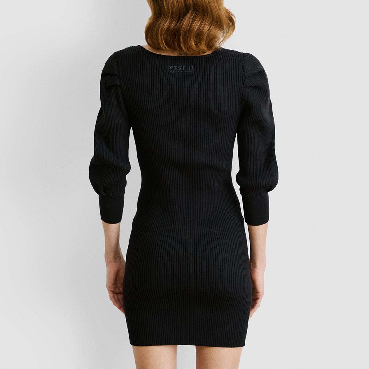 Robe Courte Côtelée À Col En V noir, PEPE JEANS