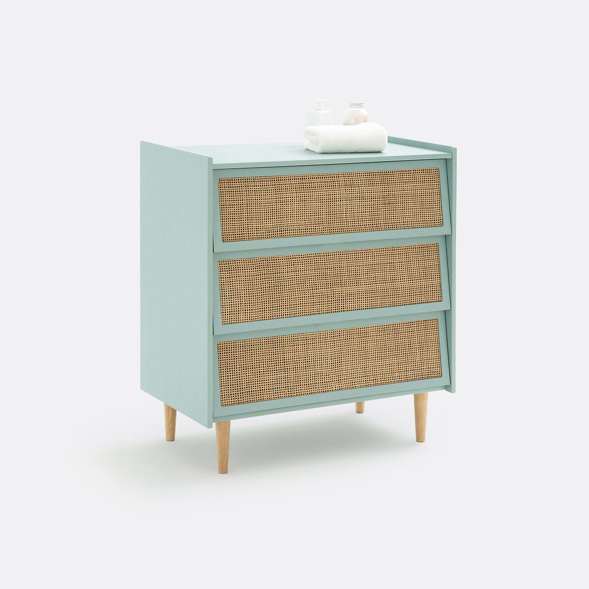Commode 3 tiroirs en cannage, Kaya vert de gris, LA REDOUTE INTERIEURS