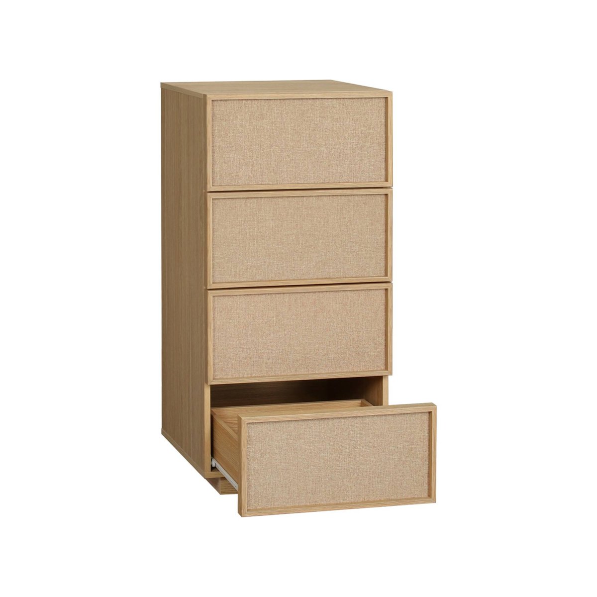 Chiffonnier décor bois et tissu 4 tiroirs KUBA naturel, SWEEEK