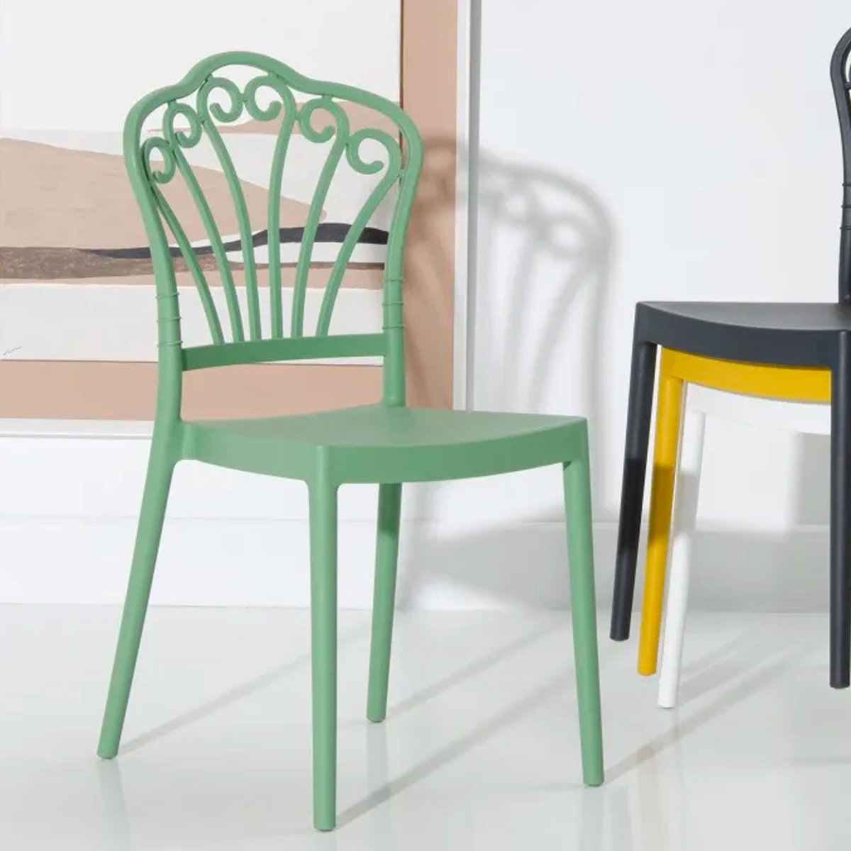 Chaise classique en polypropylène vert 44.5x52.5x90cm vert, WADIGA