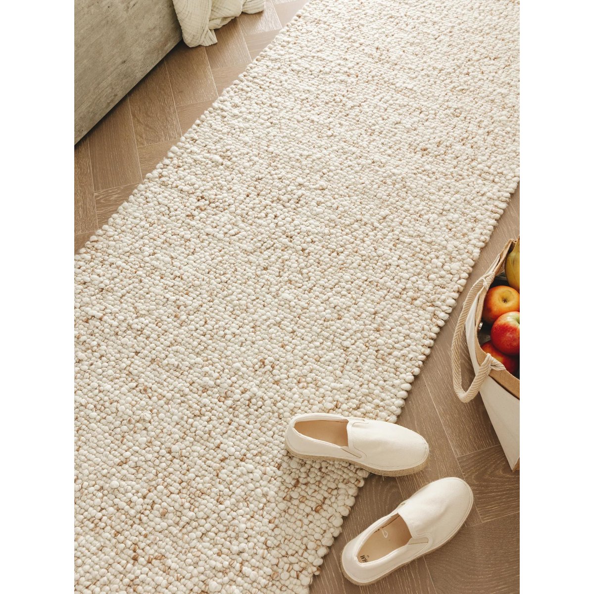 Tapis de couloir en laine tissé main PATCH marron, BENUTA
