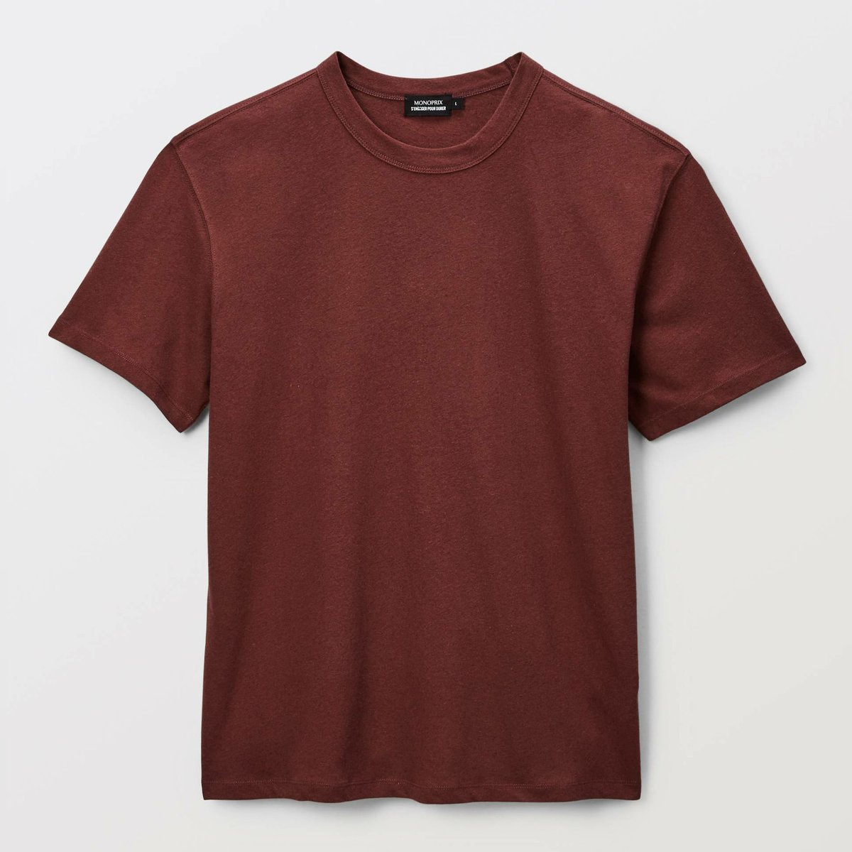 T-shirt manches courtes en mélange coton et lin tiramisu, MONOPRIX