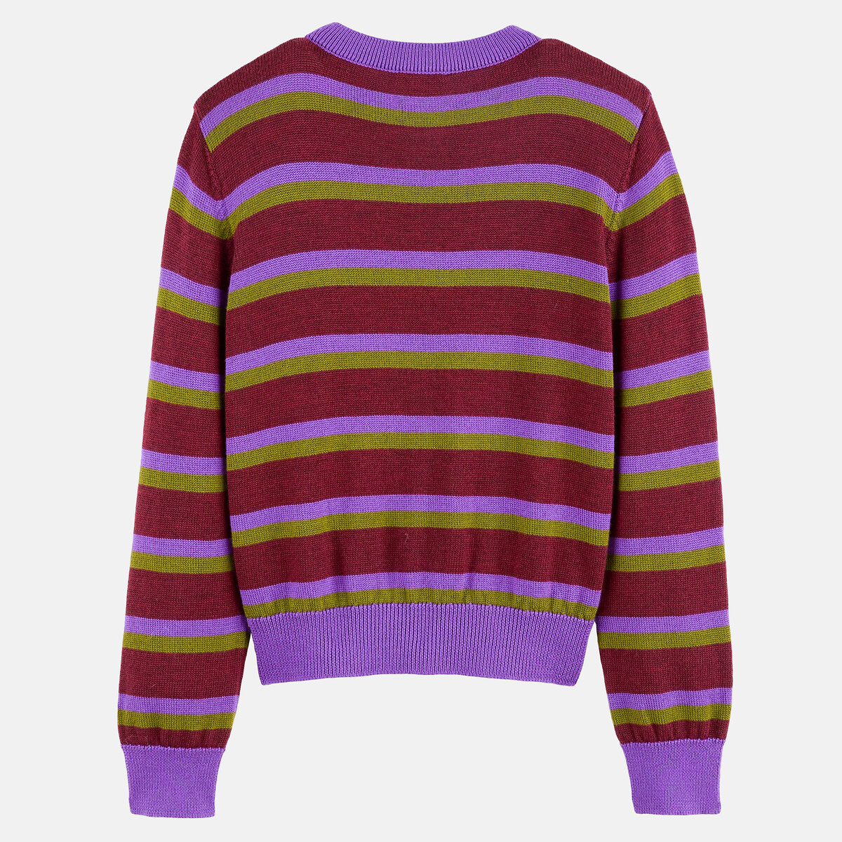 Cardigan rayé, en laine mérinos rayé multicolore, LA REDOUTE X MAZORCAS