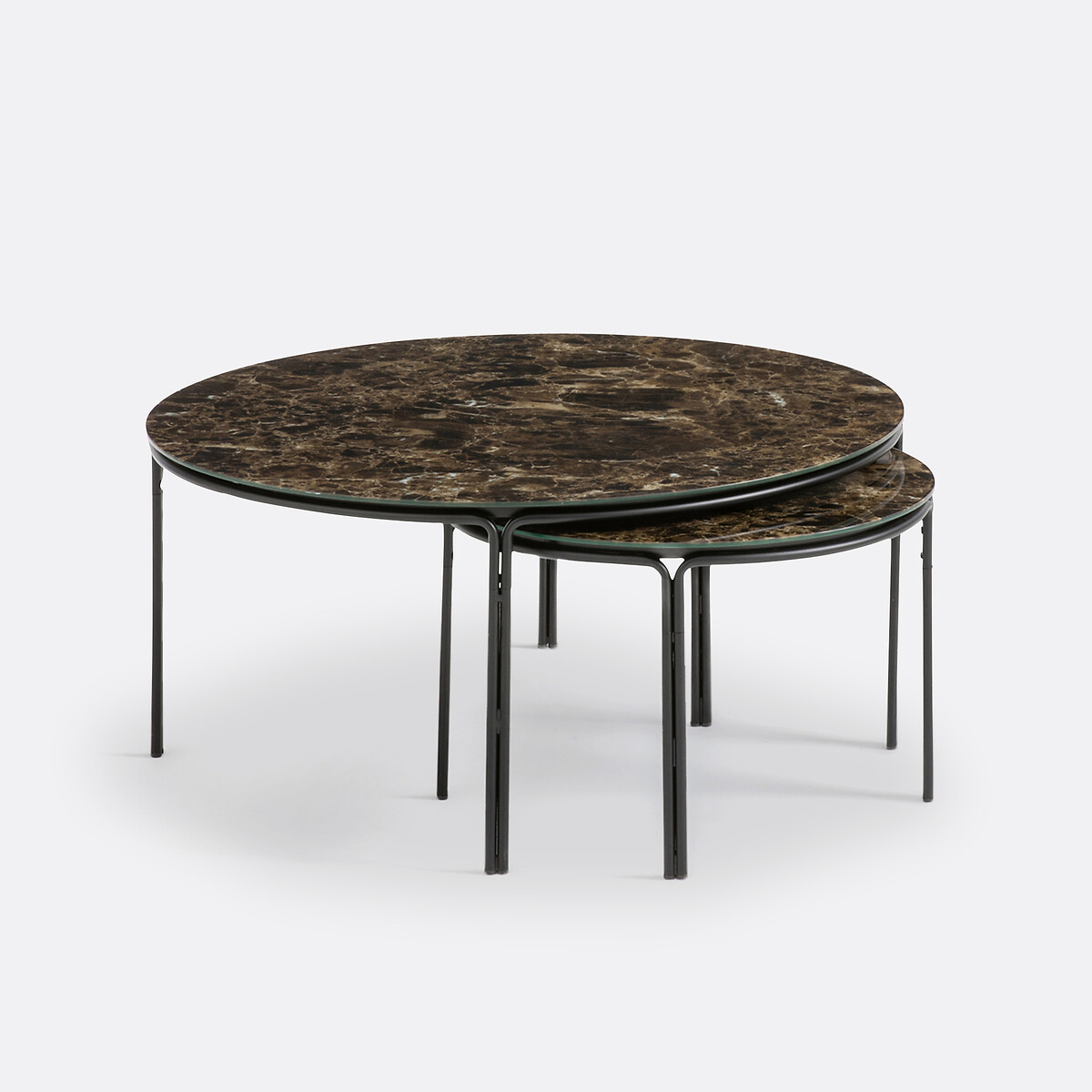 Set of 2 Chici Round Marble Effect Coffee Tables marble, LA REDOUTE INTERIEURS