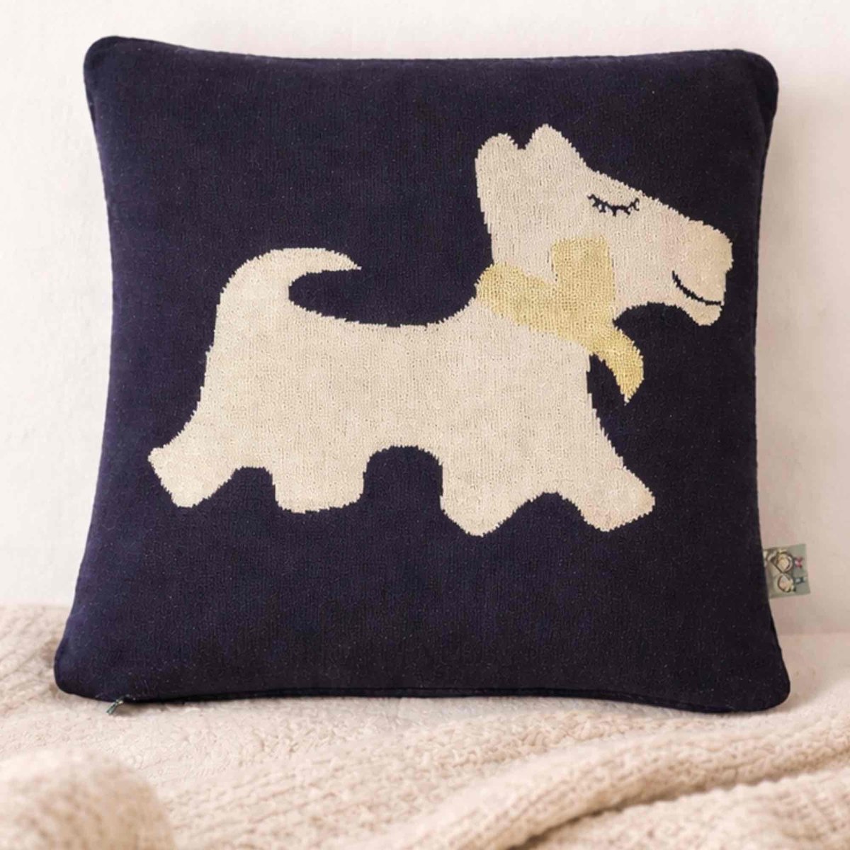 Taie de coussin en coton bio tricoté TRICOT noir, SEVIRA KIDS