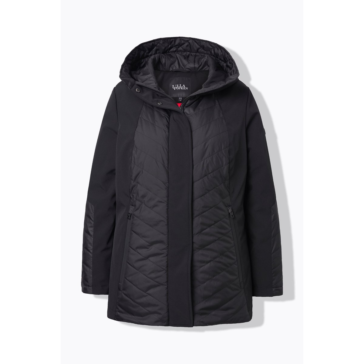 Veste matelassée Softshell à capuche noir, ULLA POPKEN