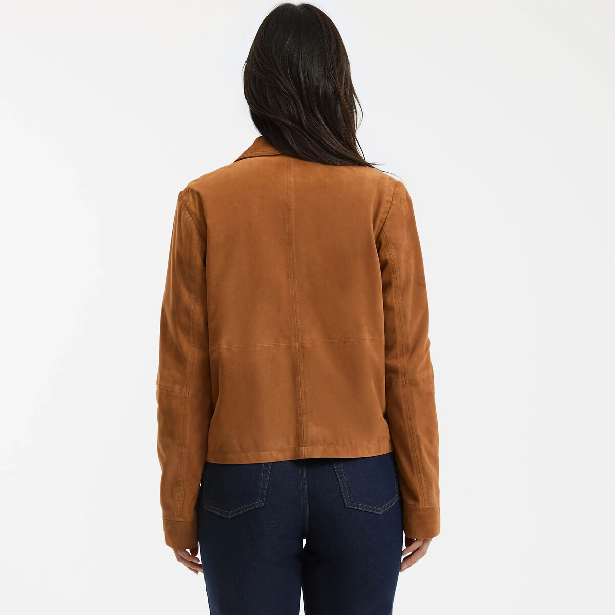 Blouson court en cuir, Signature ABELLE marron camel, LA REDOUTE COLLECTIONS