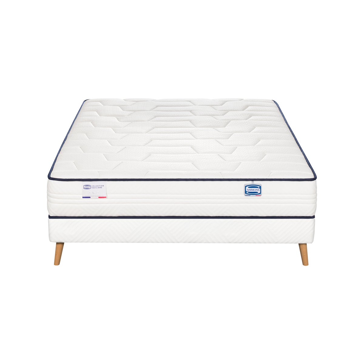 Ensemble L'INTEMPOREL, matelas ressorts ensachés 140x190, extra ferme, H24 + sommier blanc, SIMMONS