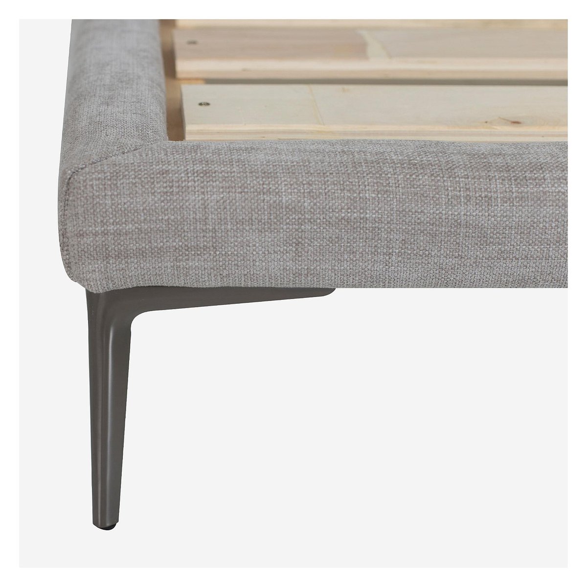 Lit en tissu SOFTY gris, gris perle, HABITAT