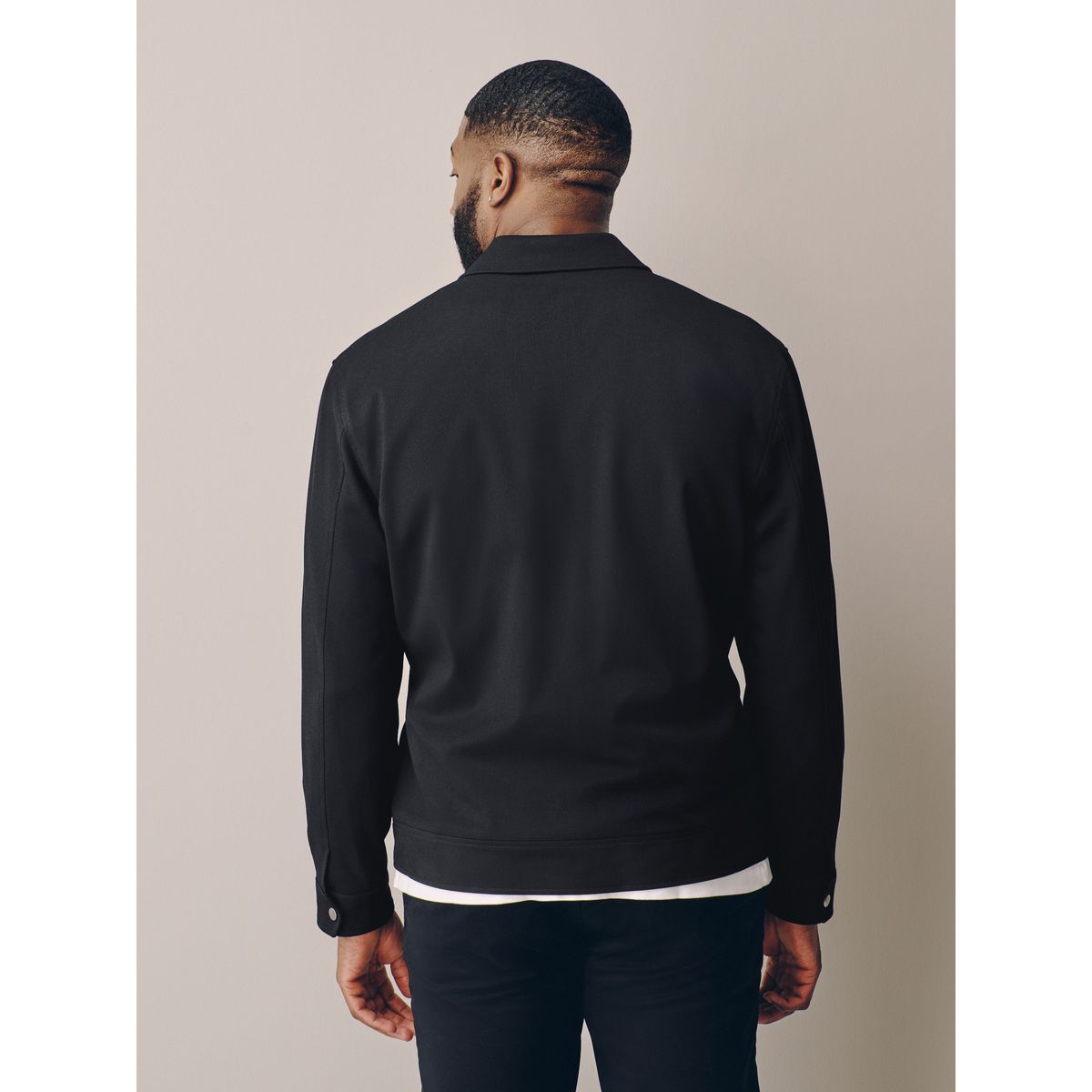 Veste-chemise zippée élégante en sergé noir, NEXT