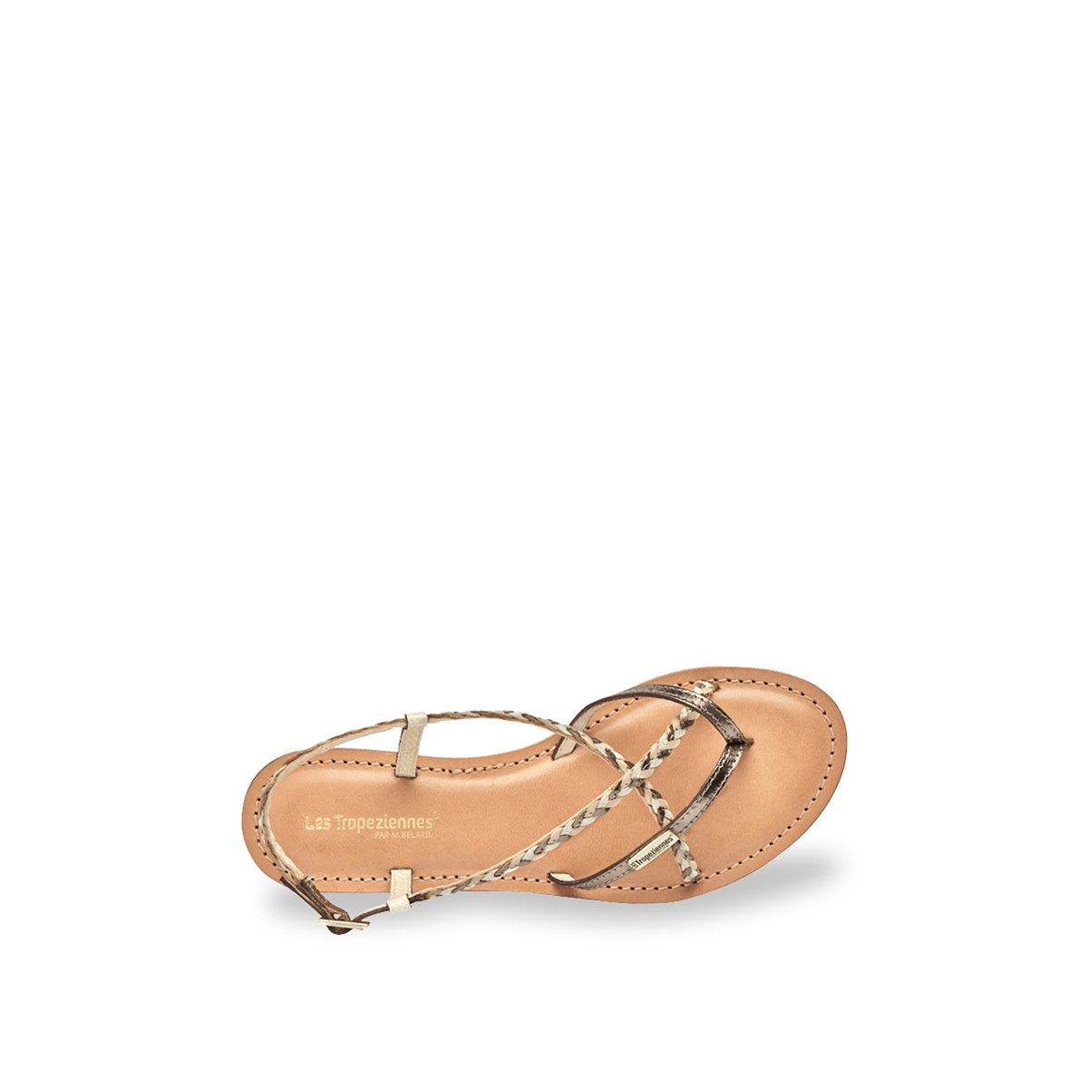 Sandales plates entre-doigt en cuir MONATRES bronze, LES TROPEZIENNES PAR M.BELARBI