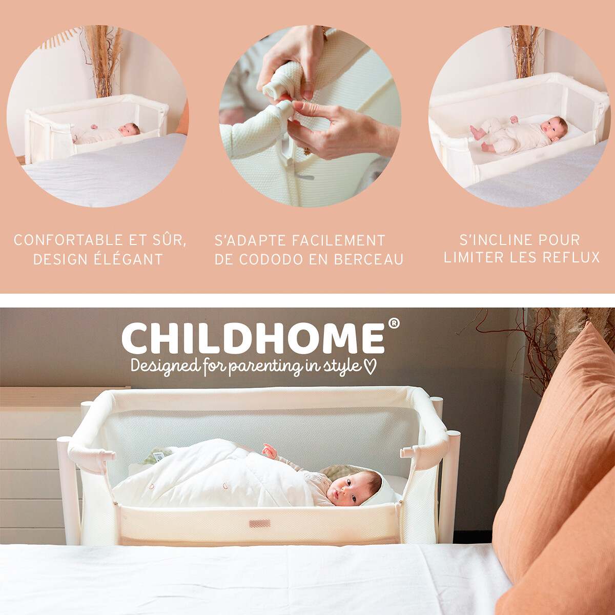 Berceau cododo bébé evolux EVOBSCNW blanc, CHILDHOME