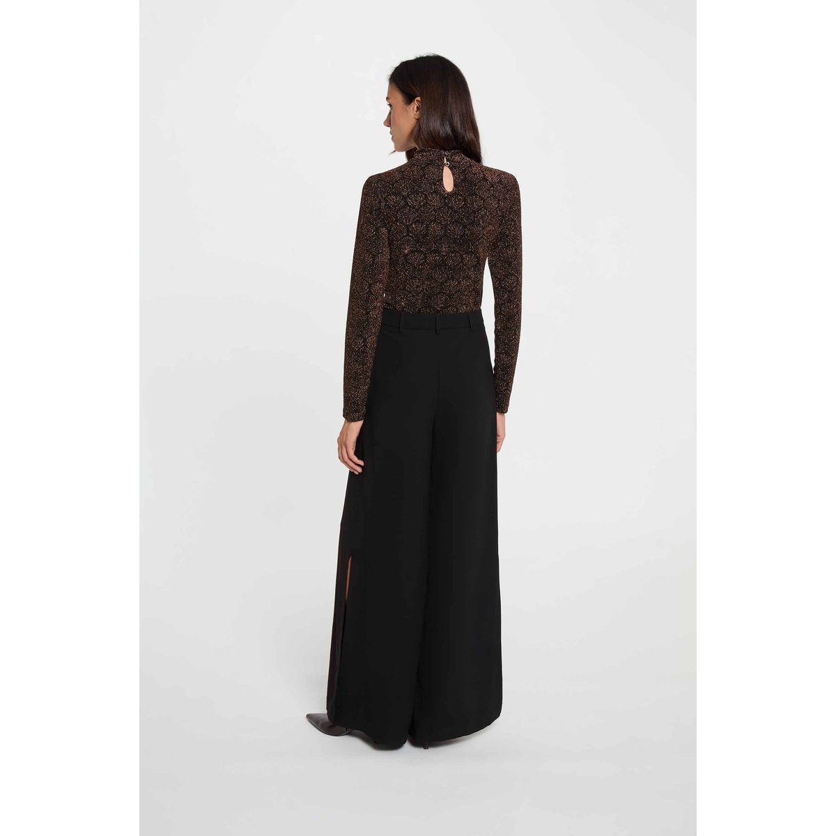 T-shirt col montant couleur bronze, MORGAN