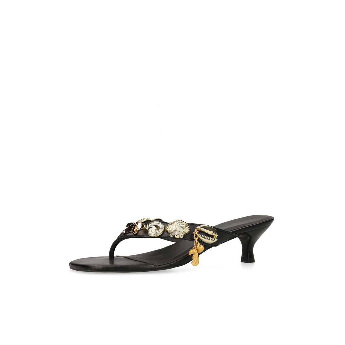 Mules à talon en cuir noir, SACHA