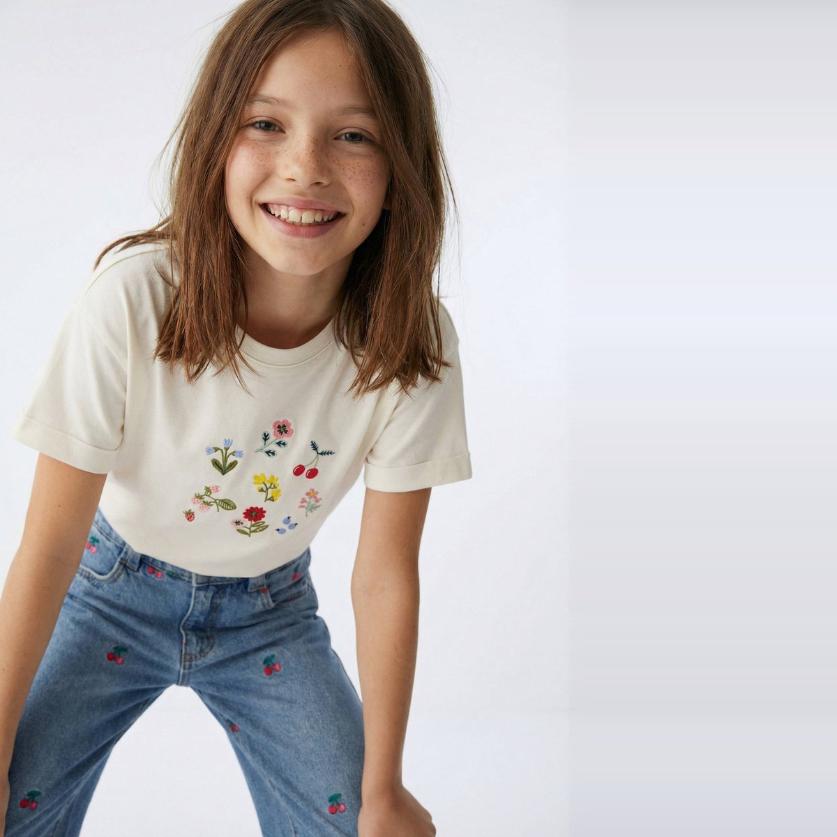 T-shirt manches courtes brodé en coton BIO GOTS naturel, MONOPRIX
