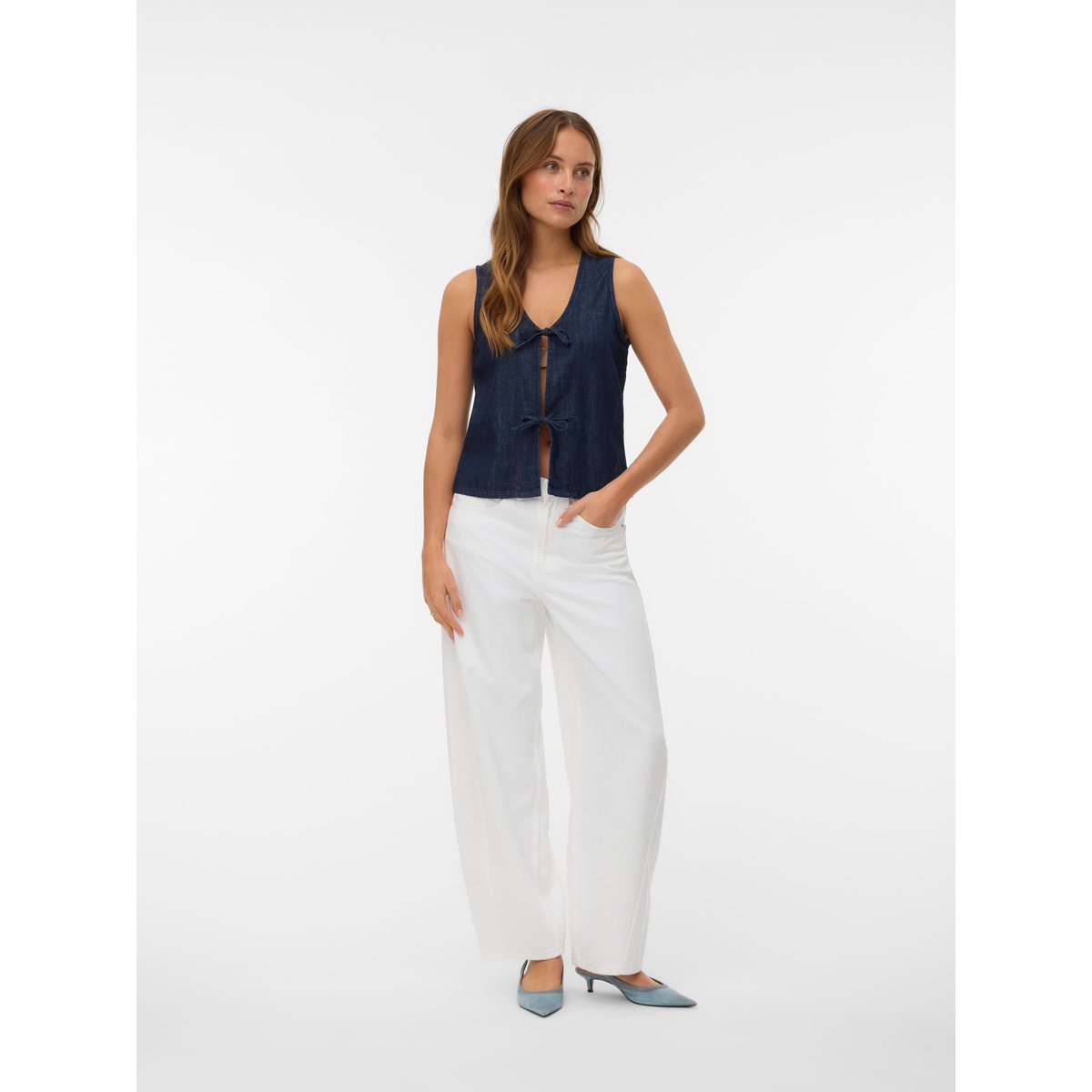 Top dark blue denim, VERO MODA