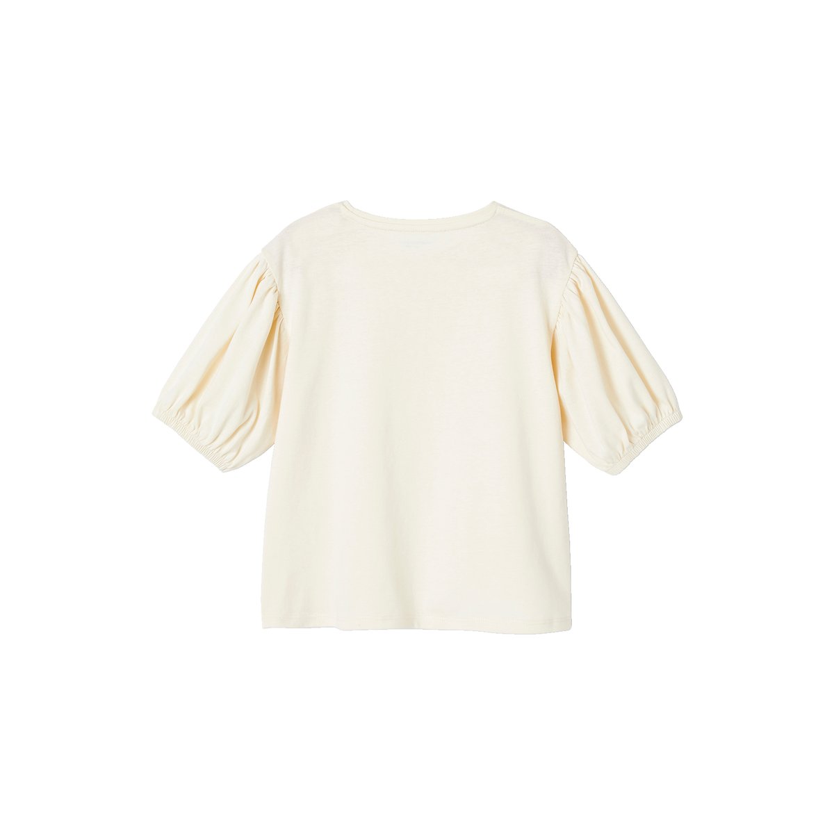 T-shirt manches boules motif fruit poitrine écru, VERTBAUDET