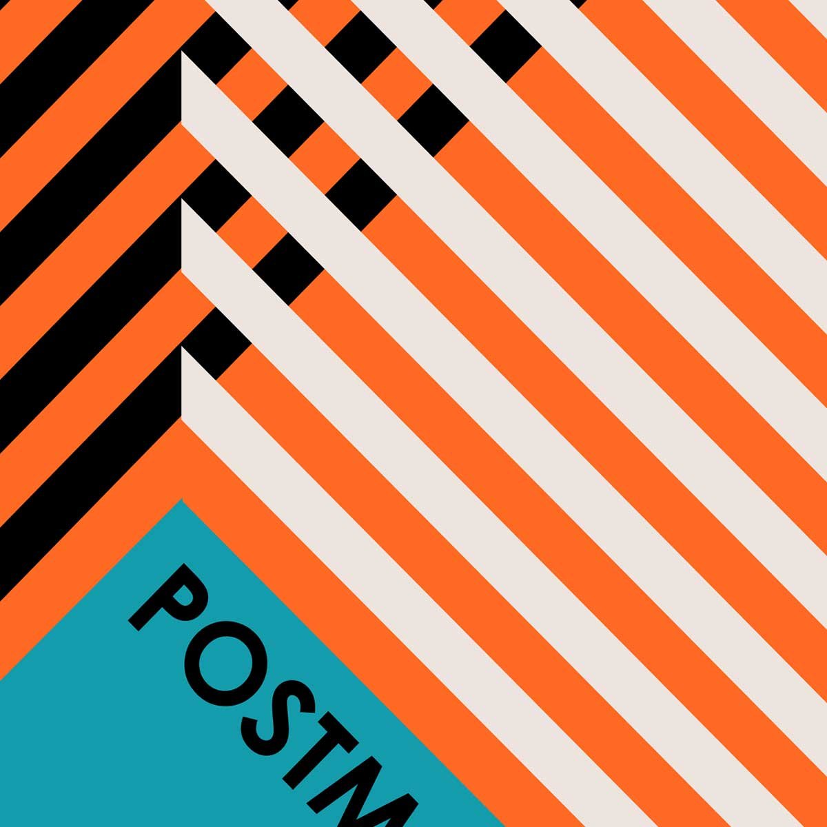 Affiche encadrée géométrique rayures orange noires affiche + cadre en métal - noir, HEXOA