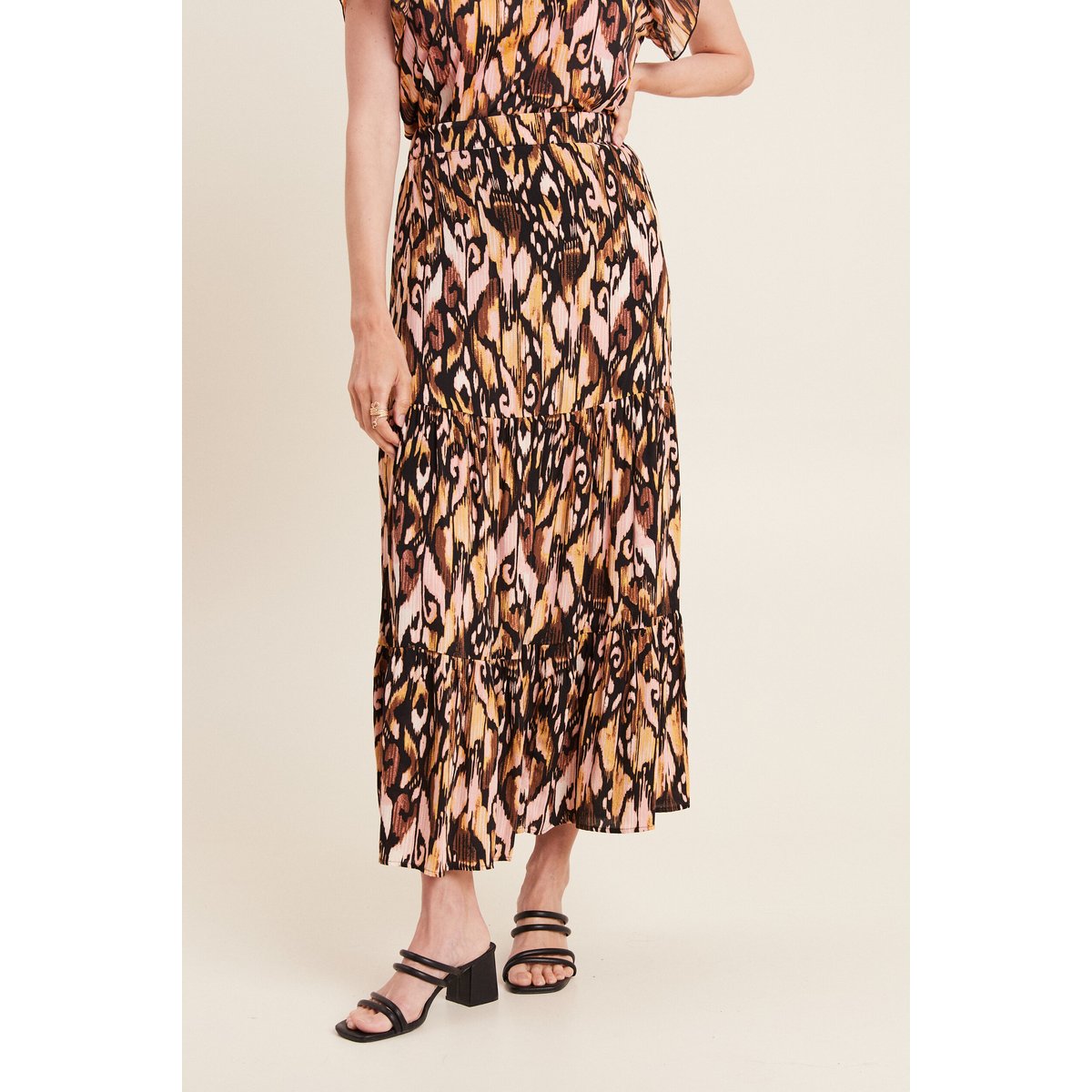 Jupe midi droite fluide noir, BREAL