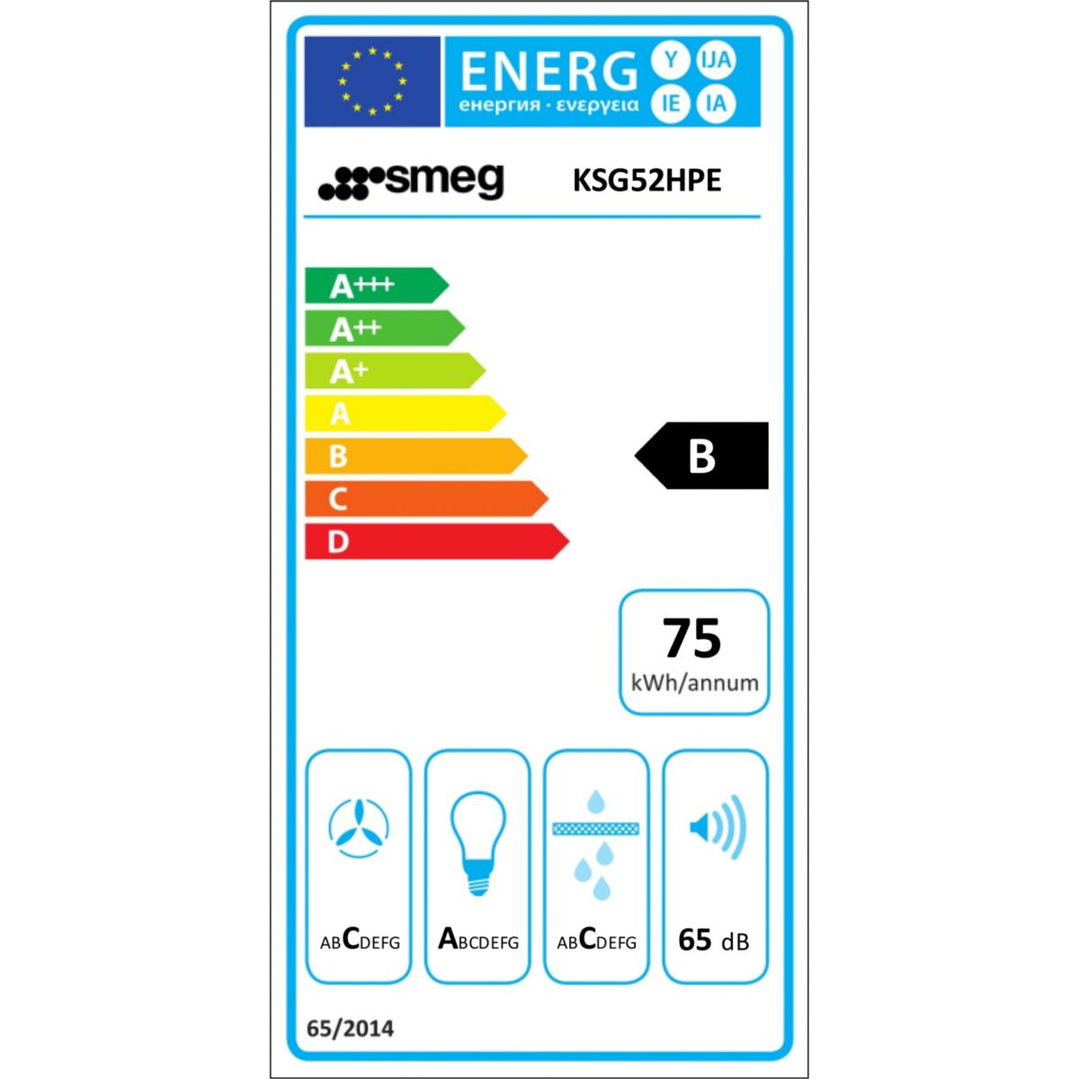 Hotte encastrable KSG52HPE couleur unique, SMEG