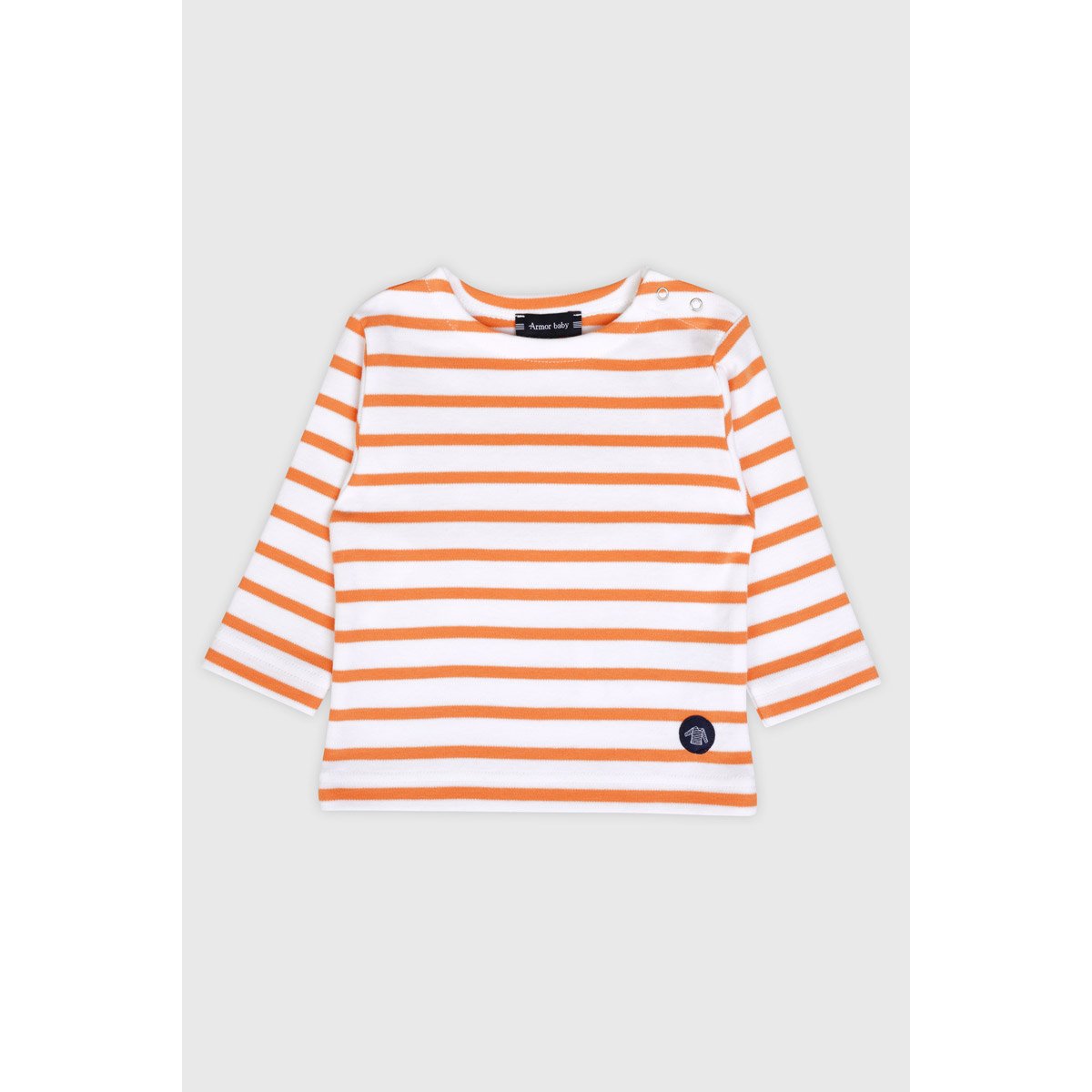 Marinière en coton épais BABY blanc/pêche, ARMOR-LUX