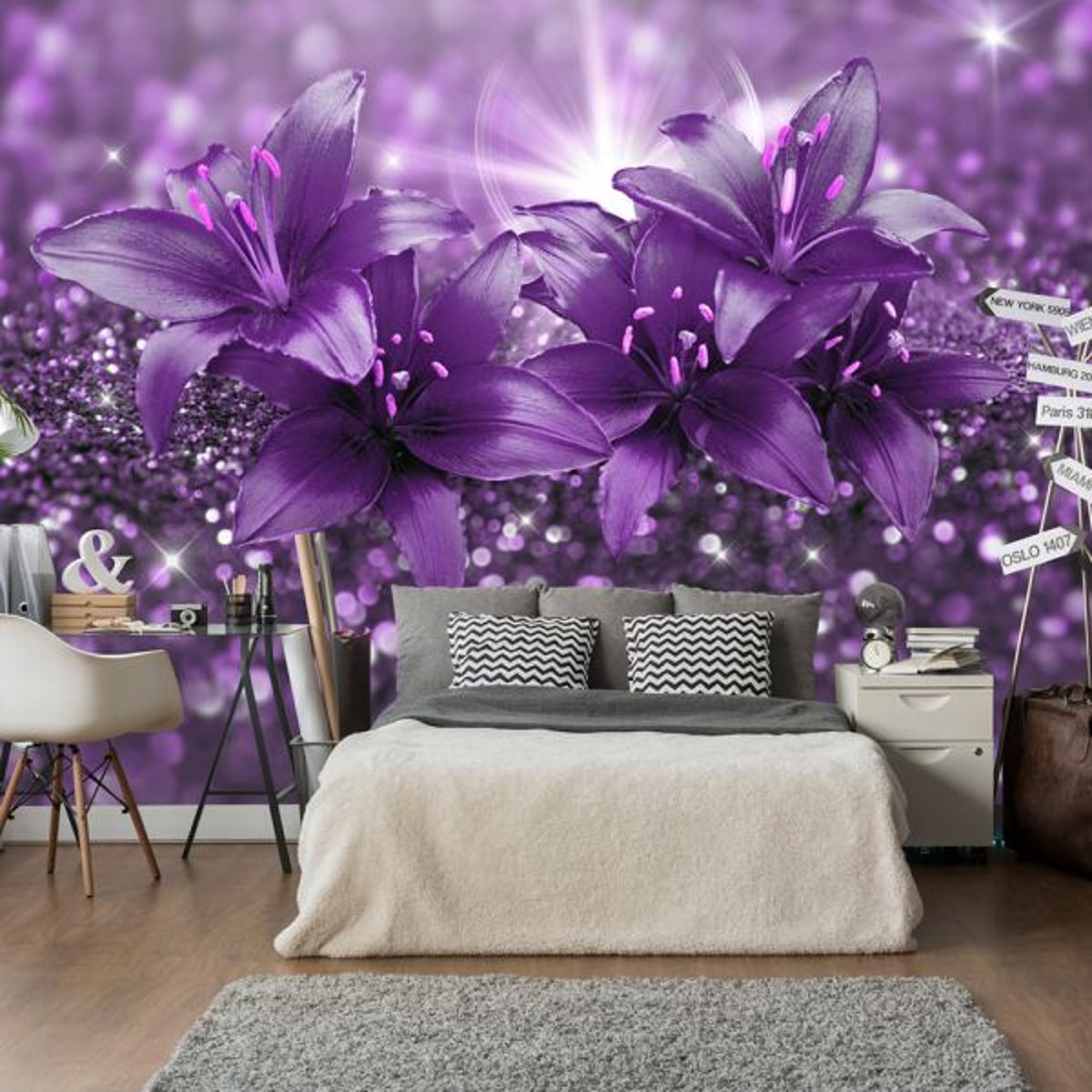 Papier peint intissé panoramique Fleurs Masterpiece of Purple violet, EDEN