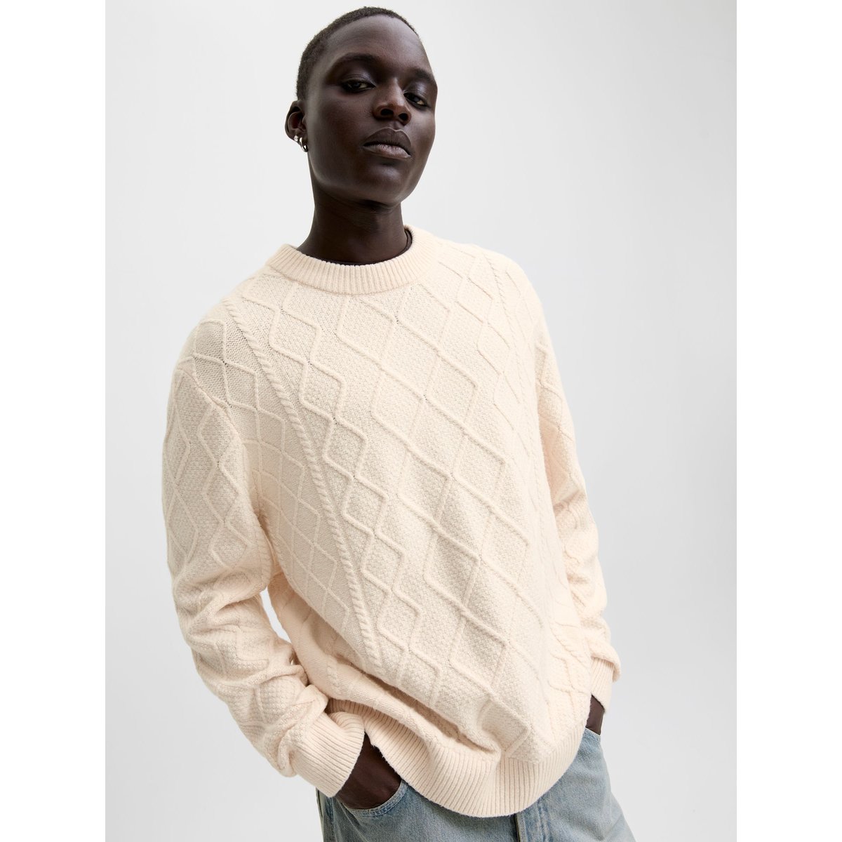 Pull En Maille blanche - sea salt, JACK & JONES