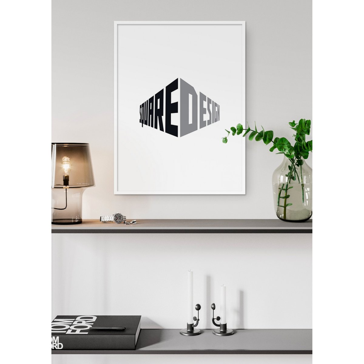 Affiche Square Design blanc, L'AFFICHERIE