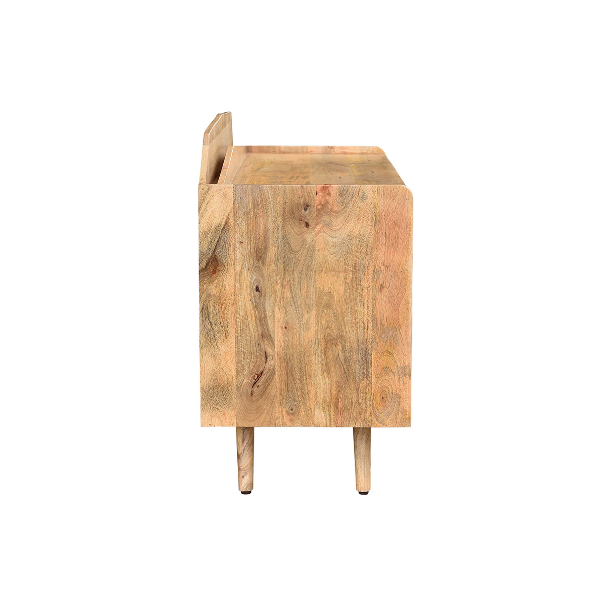 Buffet meuble de rangement vinyles en bois manguier massif L105 cm MATAHARI bois brut, MILIBOO