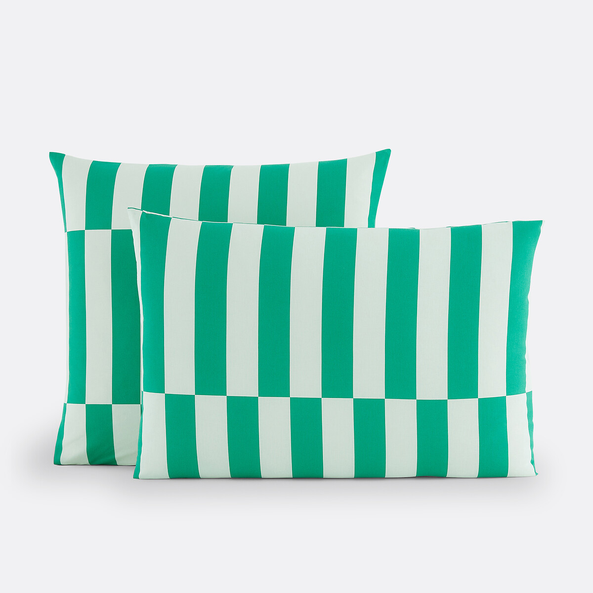 Kussensloop 50% gerecycled katoen, TABAKA GROEN donkergroen/lichtgroen, LA REDOUTE INTERIEURS