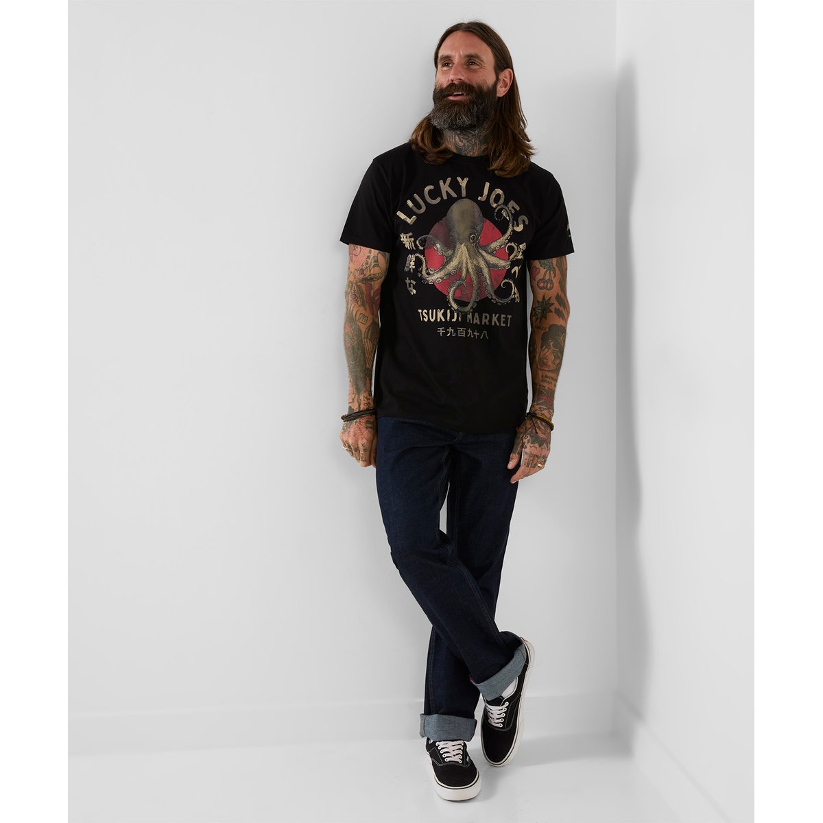T-Shirt Pieuvre Lucky Joes noir, JOE BROWNS