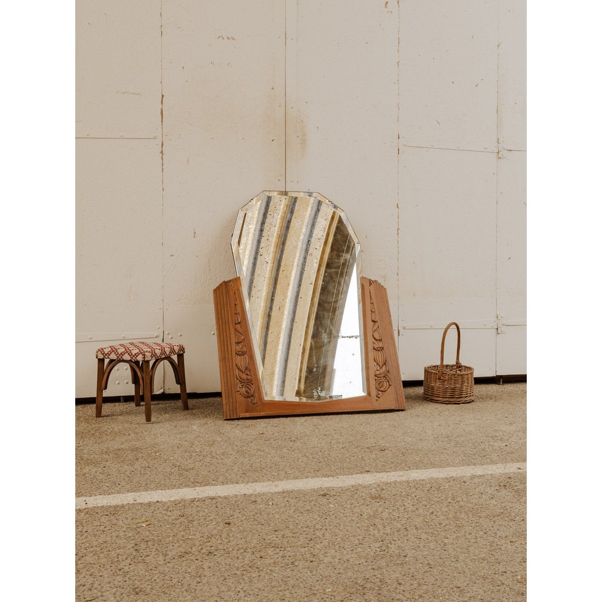 Miroir Art déco en bois Igor N°1019 - Bon état bois foncé, DEBONGOUT